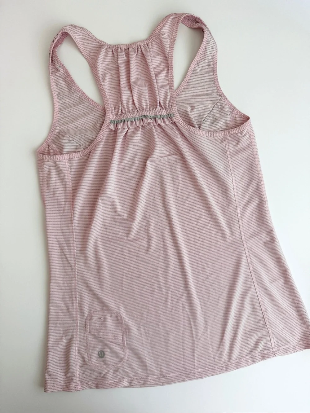 EUC Lululemon Light Pink & Gray Stripe Ruffle Tank